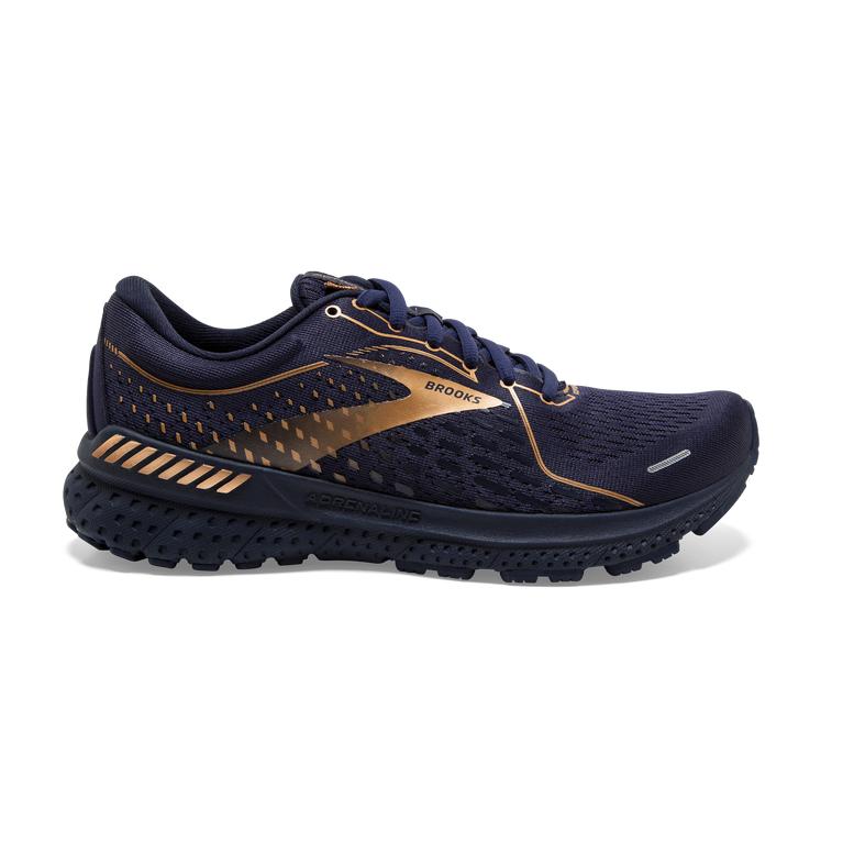 Brooks Adrenaline Gts 21 - Womens Road Running Shoes - Navy/Black/Copper (64075IYSD)